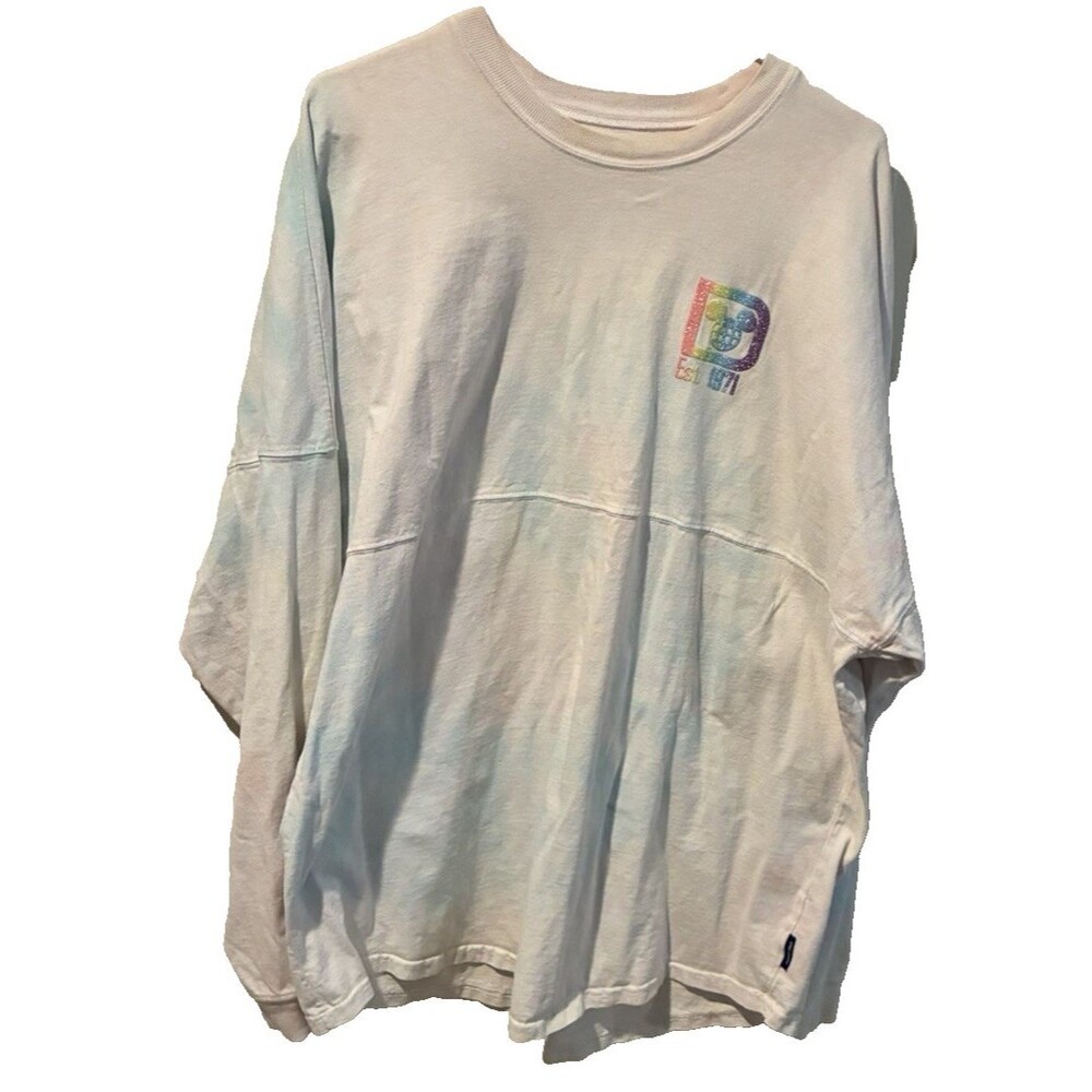 Disney World Parks Cotton Candy Spirit Jersey Pastel Tie Dye Rainbow Glitter XL